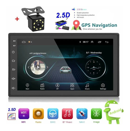 Android 8.1 Estéreo De Coche Wifi Gps 2din Pantalla Templada