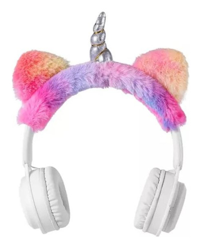 Auriculares De Unicornio Bluetooth Peluche Arcoíris Infantil