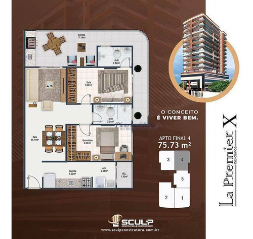 Imagem 16 de 23 de Apartamento Com 2 Dormitórios Sendo 1 Suíte, À Venda, 75 M² Por R$ 451.026 - Canto Do Forte - Praia Grande/sp - Ap1144