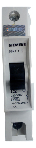 Mini Disjuntor Interruptor Unipolar Din 2a Curva C Siemens
