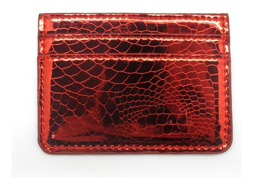 Tarjetero P/ Sube Billeteras Hombre Mujer Monedero Ffyr Color Rojo Metalizado