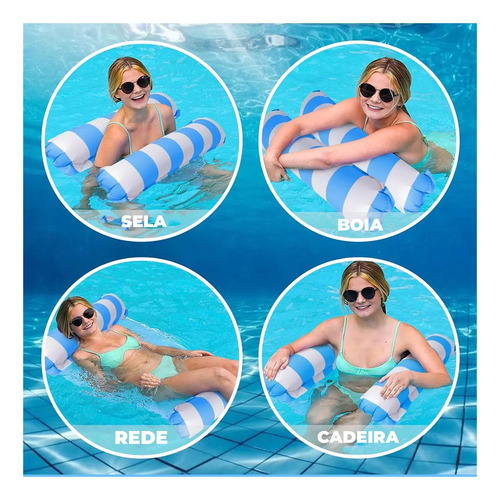 Colchão Inflável Rede Piscina Cama Flutuante Reclinável
