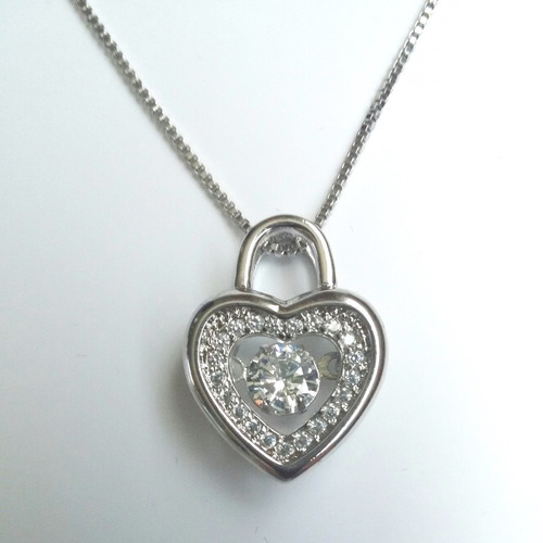 Lindo Colgante Corazón Plata 925 Y Elementos De Cristal