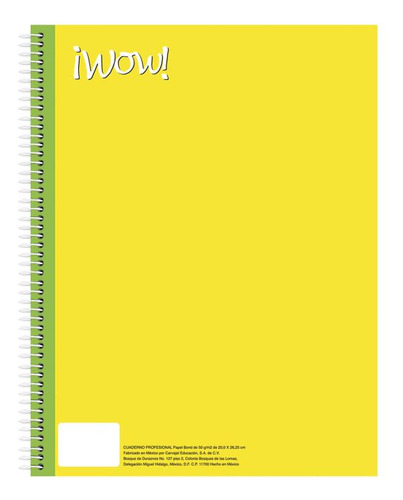 8pzas Cuaderno Prof. Esp. Wow Unicolor 580803 5mm 100 H.