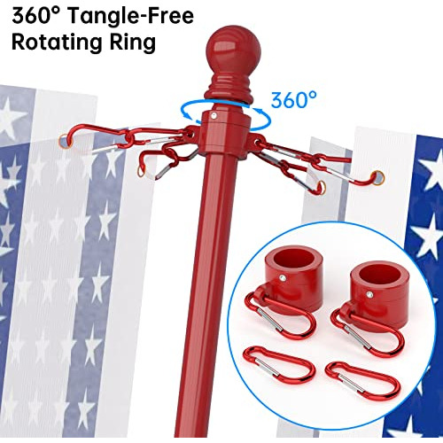 Mastil De Bandera Para Pared De 1.80m Ac Inox Color Rojo
