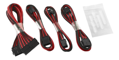 Kit Cables Atx Phanteks Atx 24 Pci-e 6+2 Eps Rojo Y Negro