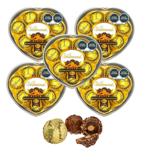 Chocolate Corazon Con Mani Cacao 3 Caja C/u 8 Pz Vollmond