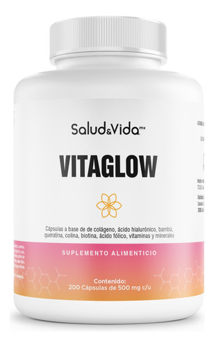 Vitaglow 200 Cápsulas Biotina Colágeno Ácido Hialurónico +