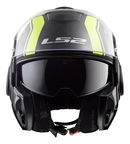 Casco para moto rebatible LS2 Valiant FF399 matt black y hi vis