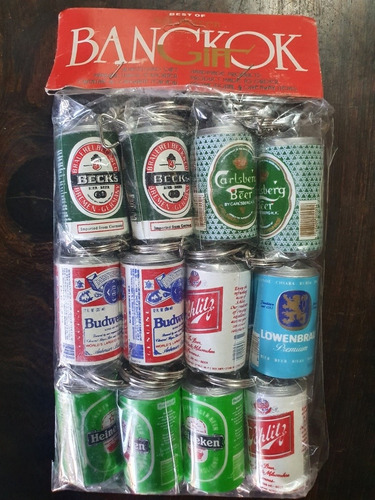 Pack Llaveros Mini Lata Cervezas Importado Bangkok Tailandia