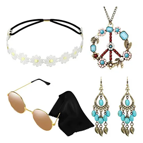 comprar El Juego De Disfraz Hippie Hicarer Incluye Gafas De Sol, Dia