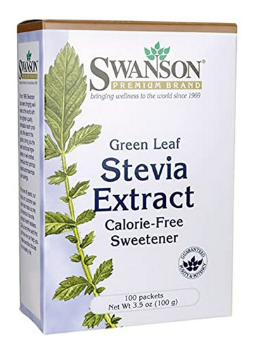 Extracto De Stevia En Hojas Verdes Swanson 100 Sobres