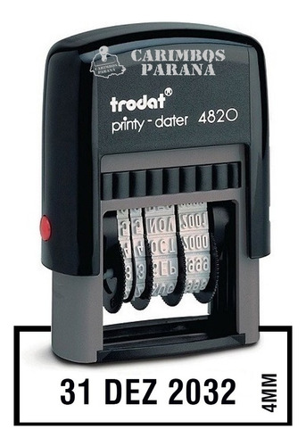 Carimbo Datador Trodat 4820 - 4mm De Altura - Somente Data Cor da tinta Preto Cor do exterior Preta