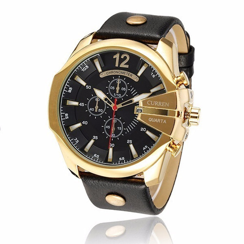 Relógio Curren Masculino 8176 Pulseira De Couro Original.