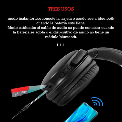 Imagen 5 de 10 de Audífonos Bluetooth Headphones Wireless Sodo Sd-1011