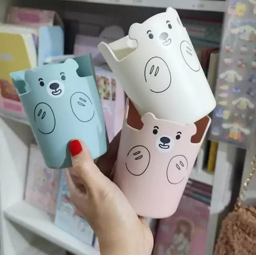 15 Pzas Organizador Lápices Maquillaje Porta Cel Oso Mayoreo