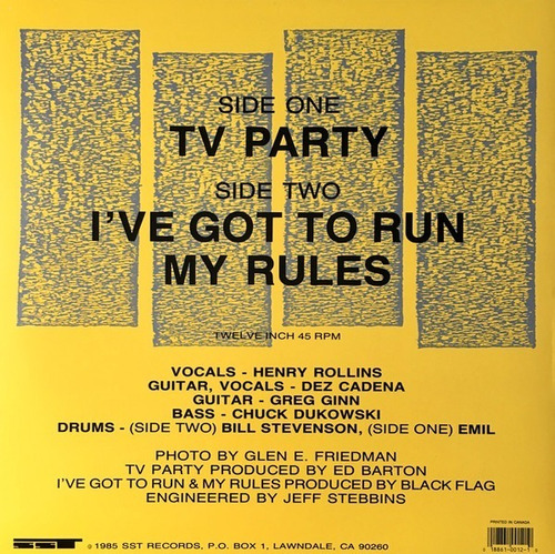 Imagen 2 de 4 de Black Flag Tv Party Vinilo Rock Activity
