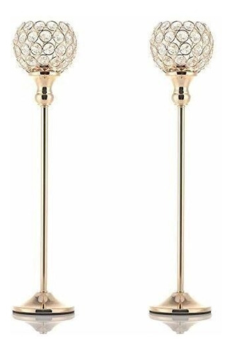 Candelabros De De Cristal Dorados De 48cm  Set X 2u. 