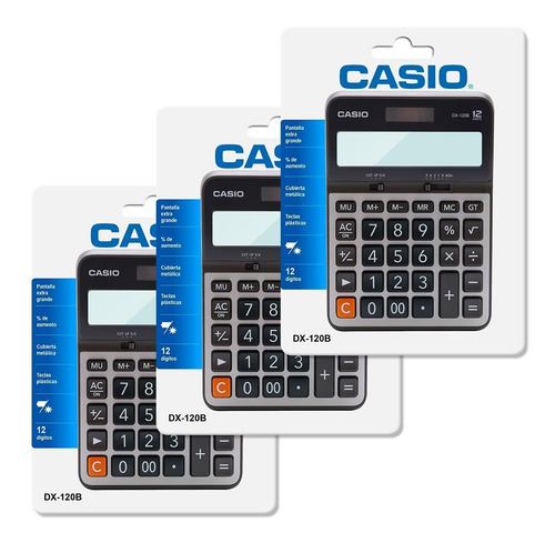 Imagen 4 de 7 de Paquete De 3 Calculadoras De Escritorio Casio Dx-120b 12 Dig