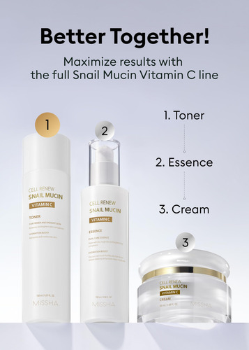 Tónico Facial Missha Cell Renew Snail Mucin Vitamina C 150 M