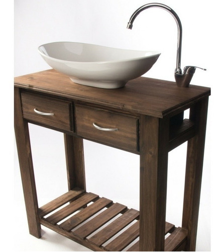Imagen 2 de 3 de Combo Bacha Ovalada Griferia Cisne 80cm Vanitory Baño