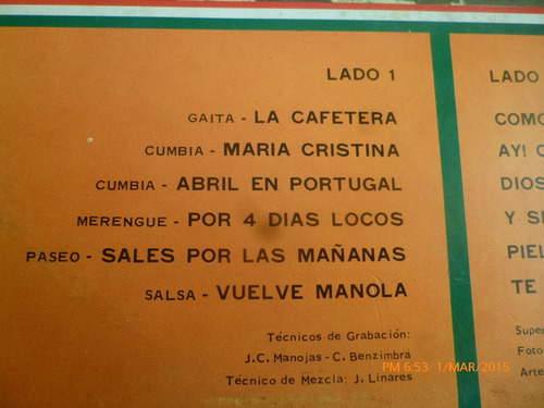 Vinilo Lp De Los 5 Del Ritmo --maria Cristina (u1039