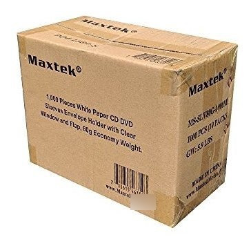 Maxtek 1000 Pieces White Paper Cd Dvd Sleeves Sobres De Sobr