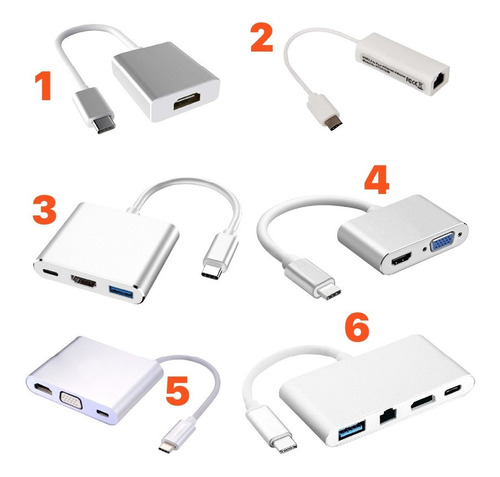 Adaptador Tipo C Usb C Hdmi Vga Usb 3.0 Ethernet Macbook