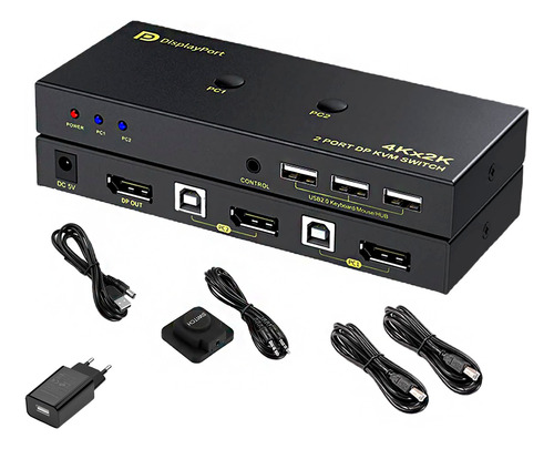 Chaveador Switch Kvm Display Port 2x1 Displayport 4k Usb