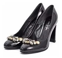 Comprar Stiletto Elegante Diamantes Negro Charol Saverio Di Ricci 