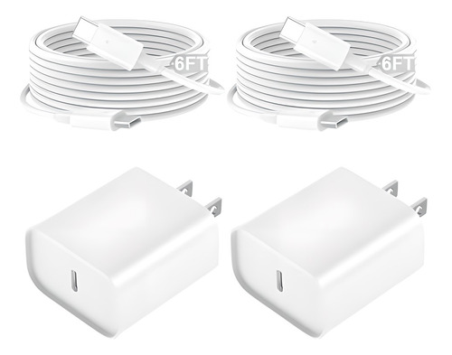 Cargador Rápido iPhone 15, 2 Cargadores Usb-c Pd 20w Con