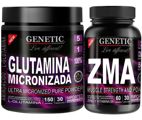 Energía Crecimiento Fuerza Prohormonal Zma Glutamina Genetic