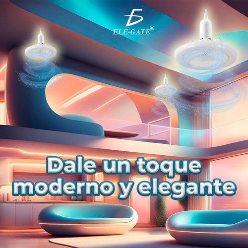 Lampara Ventilador Techo Moderna 3 Modos Iluminación Control Color Blanco Ele-Gate