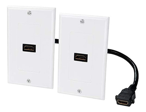 Placa De Pared Hdmi De 1 Puerto, 4 K, Paquete De 2