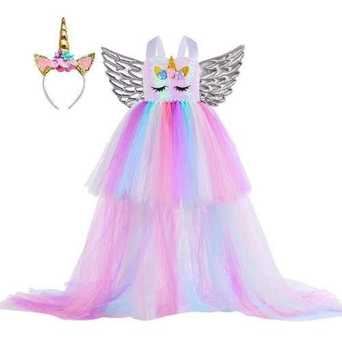 Disfraz De Unicornio Para Niñas En Colores Pastel, Vestido L