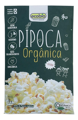 Kit 2x: Milho De Pipoca Orgânica Micro-ondas Ecobio 70g