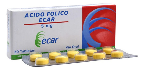 Ecar Ácido Fólico 5mg Tabletas 20 Unidades