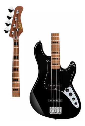 Contra Baixo Ativo Cort Gb64jj 4 Cordas Black Brilhante Cor Preto