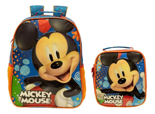 Kit Escolar Mickey Mouse Mochila De Costas + Lancheira