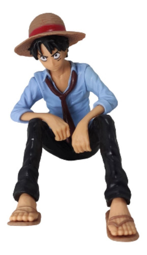 One Piece Figura Monkey D Luffy Gashapon Sentado Camisa Azul