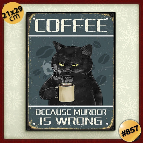 #857 - Cuadro Decorativo Vintage - Gato Café Poster No Chapa