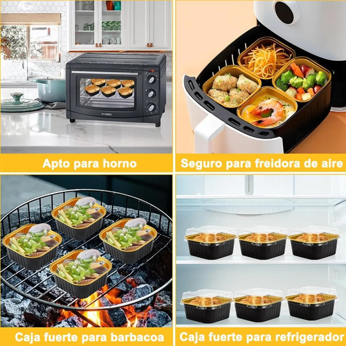 BANNA 50 Molde Aluminio Desechable 300ml Con Tapa, 10 Oz/300ML Moldes Para Tartas, Moldes Cuadrados De Foil Para Tartas De Bodas, Fiestas Y Cumpleaños, 11 .2* 11 .2* 4 cm , Negro