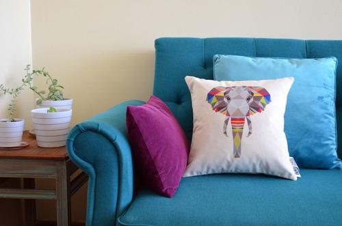 Imagen 4 de 4 de Cojín Decorativo Estampado Elefante
