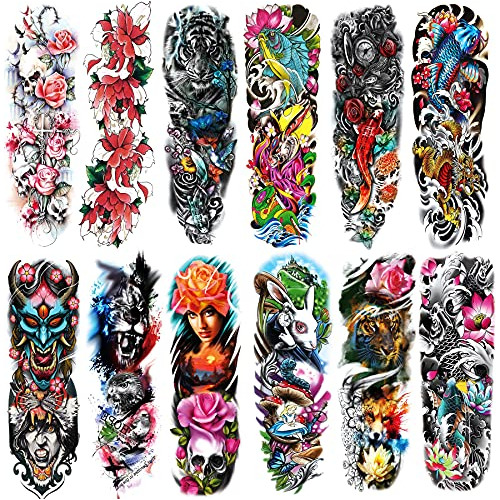 Tatuaje Temporale - Colorful Sleeve Tattoos Stickers, Full A