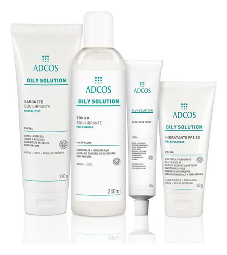 Kit Tratamento Peles Oleosas Oily Solution Adcos 4 Itens