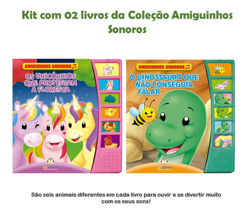 Kit Com 02 Amiguinhos Sonoros - Unicórnio E Dinossauro