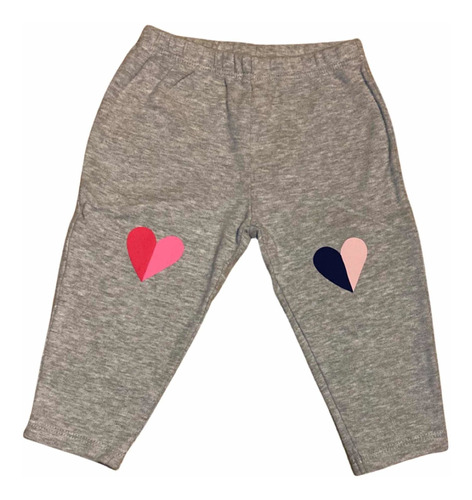 Pantalón Gris Con Corazones Marca Carters Talla 9 Meses