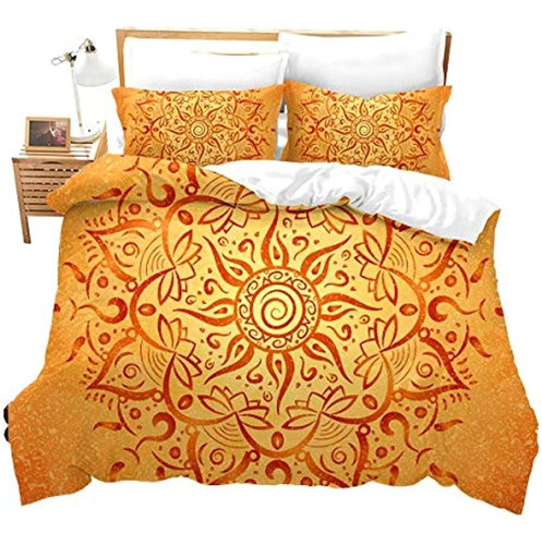 Feelyou Golden Mandala Bedding Cover 3 Piezas Niños Niñas Mu