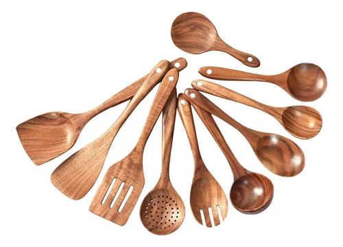 Utensilios De Madera Para Cocinar Juego De 10 Piezas