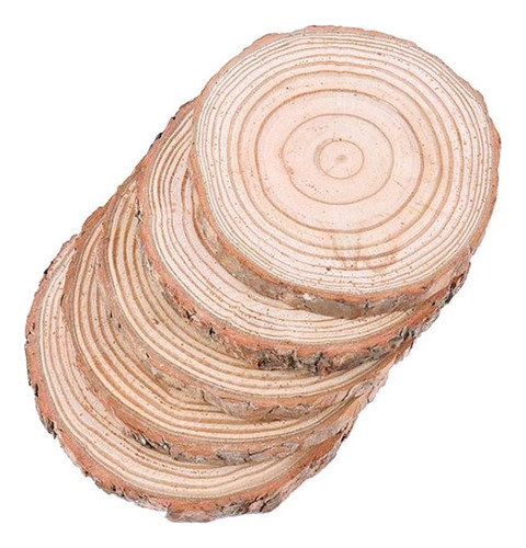 5pcs 9 10cm Círculos De Fatia De Madeira Natural Vazios